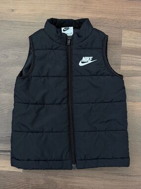 Nike Toddler Black Logo Front Zip Puffer Vest Size 3T